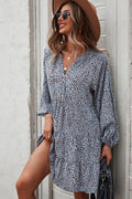 Dotted ruffled long sleeve tiered dress