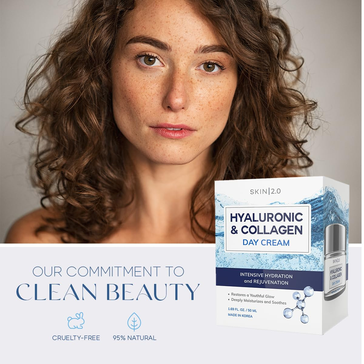 Hyaluronic Acid & Collagen Face Moisturizer - Dermatologist Tested, Anti-Aging, Restores Elasticity - Hydrating, Clean Beauty, Cruelty-Free Korean Skincare for All Skin Types - 1.69 Fl Oz