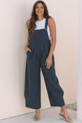 Plaid Print Buttoned Pocketed High Waist Jumpsuits