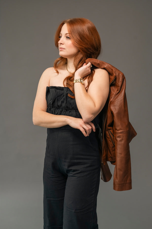 Black Ruffled Capri Jumpsuit