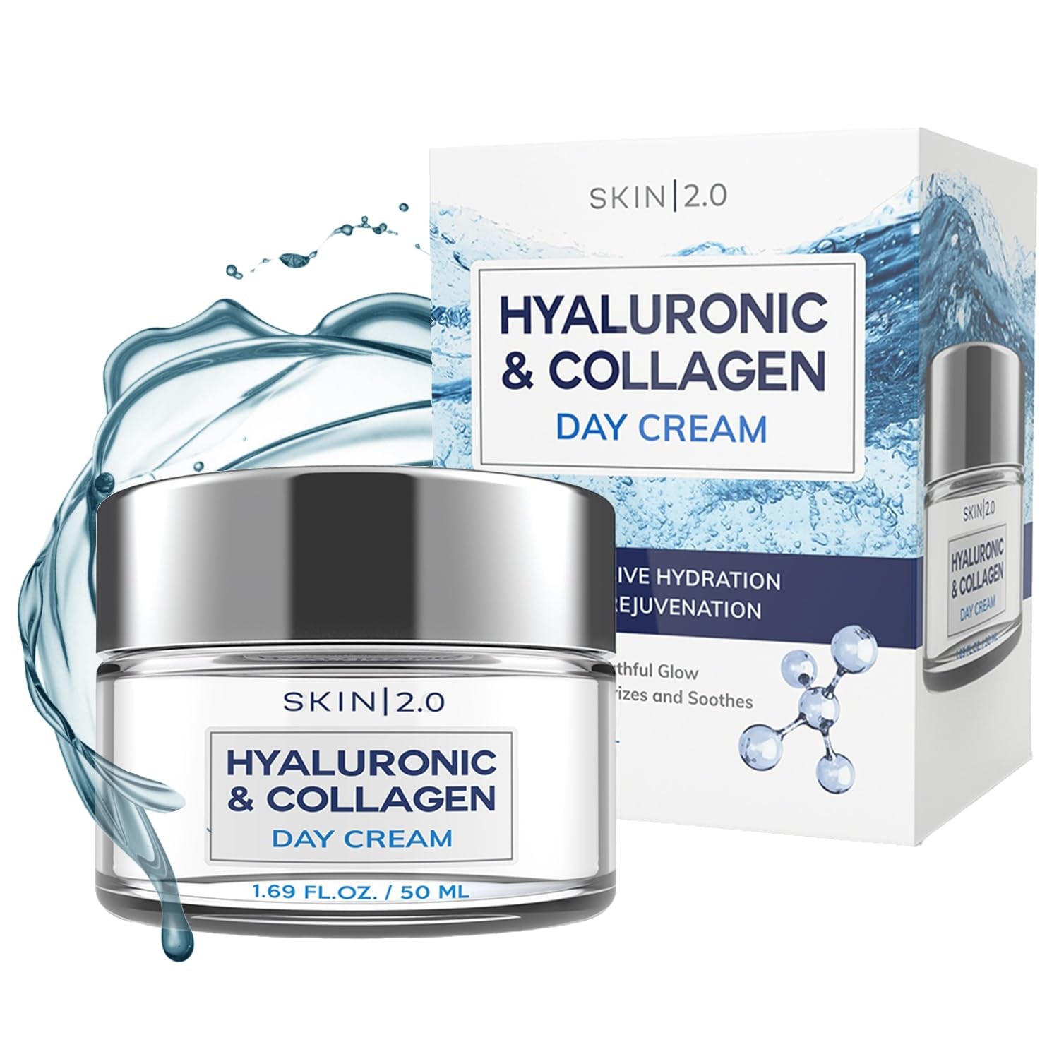 Hyaluronic Acid & Collagen Face Moisturizer - Dermatologist Tested, Anti-Aging, Restores Elasticity - Hydrating, Clean Beauty, Cruelty-Free Korean Skincare for All Skin Types - 1.69 Fl Oz