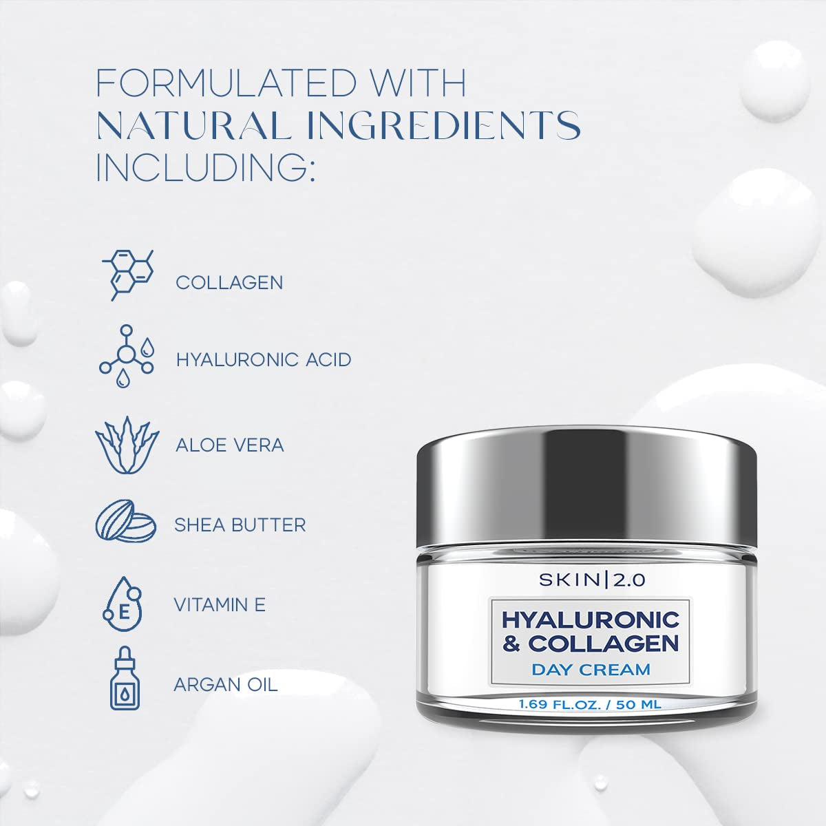 Hyaluronic Acid & Collagen Face Moisturizer - Dermatologist Tested, Anti-Aging, Restores Elasticity - Hydrating, Clean Beauty, Cruelty-Free Korean Skincare for All Skin Types - 1.69 Fl Oz