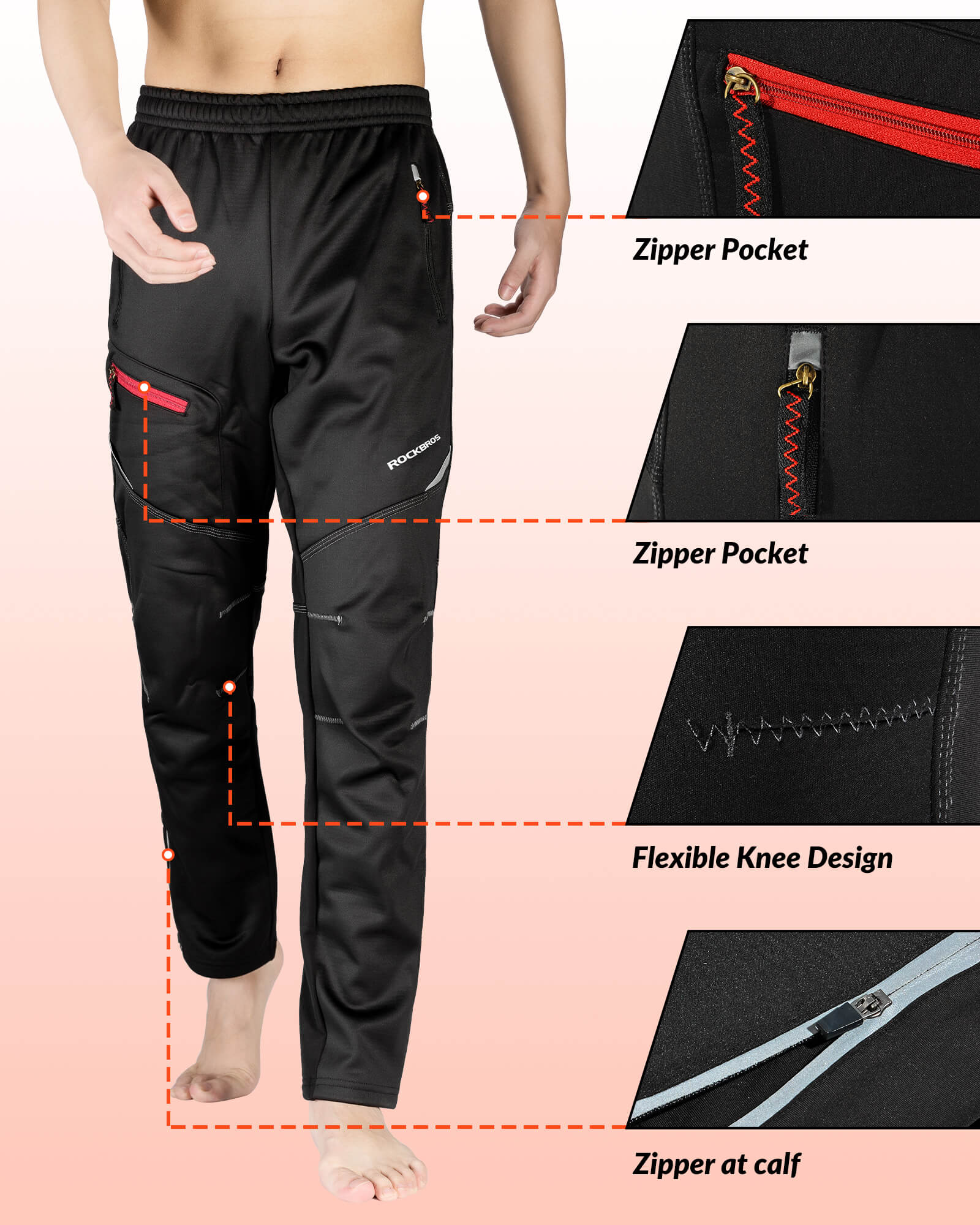 Men's Thermal Fleece Windproof Cycling Pants